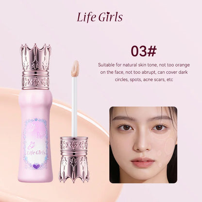 Blushimmer Hua Yin Ji Brightening Concealer on fair skin with natural nude makeup and soft pink accents, surrounded by flowers.