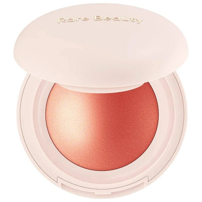 Blushimmer Rare Beauty Positive Light liquid contour and highlighter, shimmery blush and face glow makeup with lipstick tones.