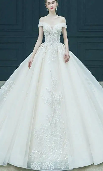 Elegant Off The Shoulder Wedding Gown EDW469