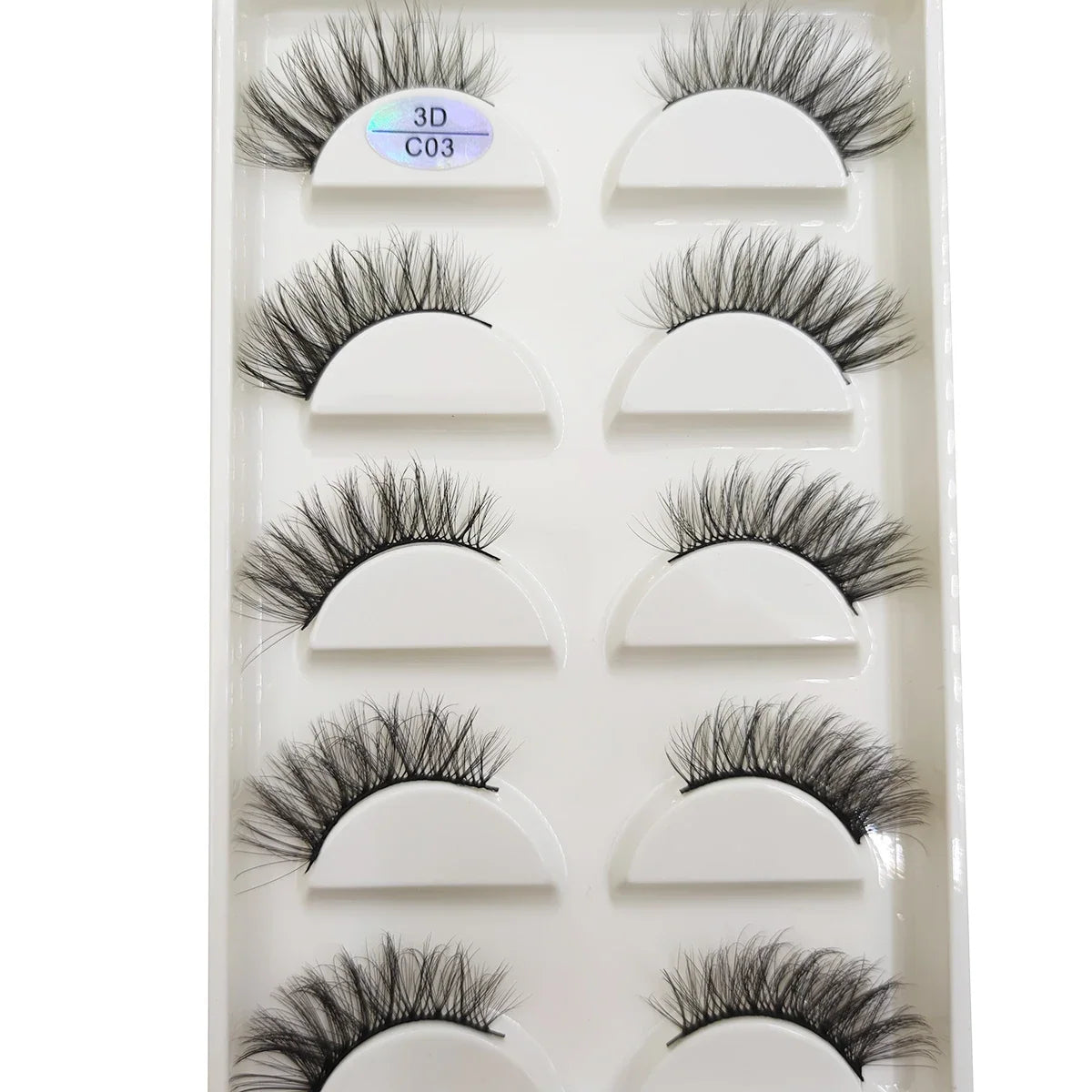 Set of 5 pairs of Blushimmer 3D faux mink false eyelashes with wispy, natural-looking, thick, soft, and lightweight design for makeup.