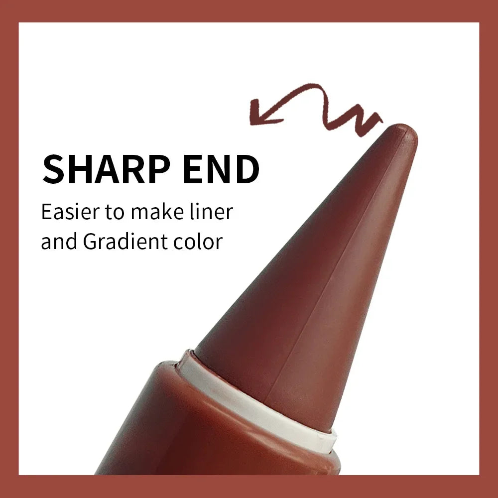 Blushimmer tapered gradient lip liner crayon in matte black brown with waterproof, non-sticky contouring velvet lipstick.