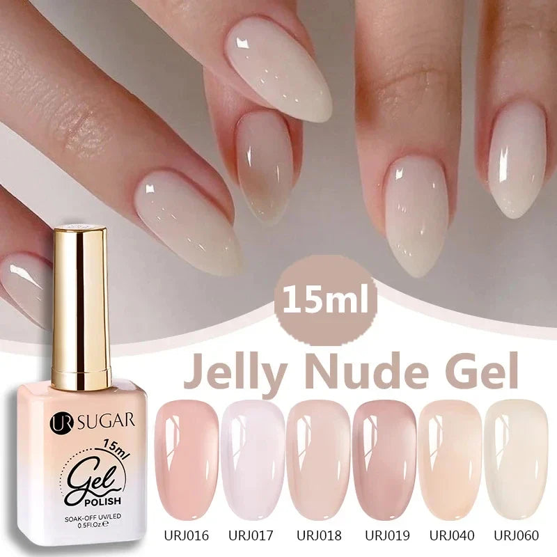 Blushimmer UR SUGAR 15ml translucent white gel polish for semi-permanent UV nail art and soak-off gel varnish.