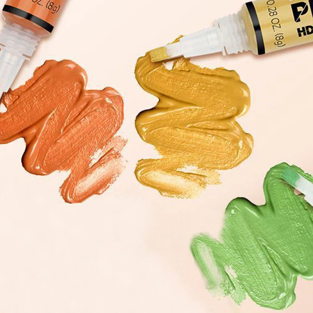 Blushimmer 3-piece concealer kit with face camouflage creams for acne scars, dark circles, contouring, and foundation makeup.