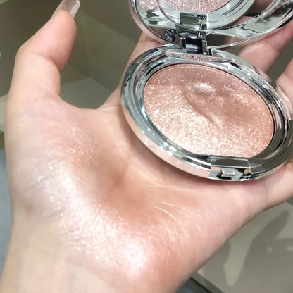 Blushimmer Monochrome Highlighter Cream with diamond sparkle, pearlescent texture, for radiant glow, contouring, and natural blush.