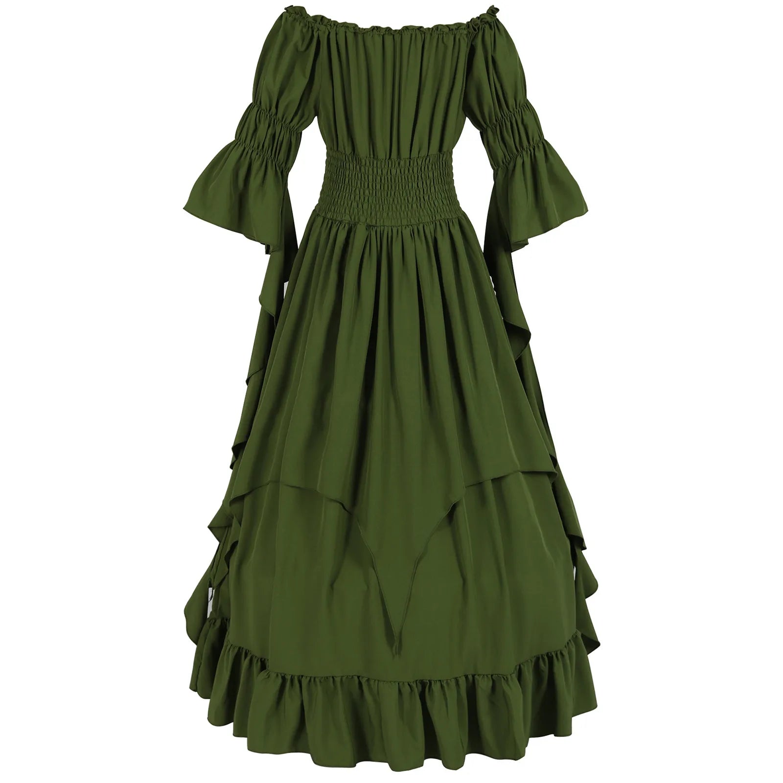 Women Medieval Vintage Dress Off Shoulder Ruffle Long Renaissance Victorian Dresses Cosplay Retro Court Gown Halloween Costume