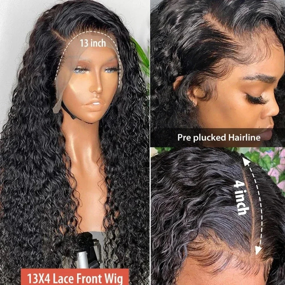 Selvanelle Burmese curly human hair wig with 13x4 lace frontal, natural color, 30-40 inch, 220% density, HD lace front wig