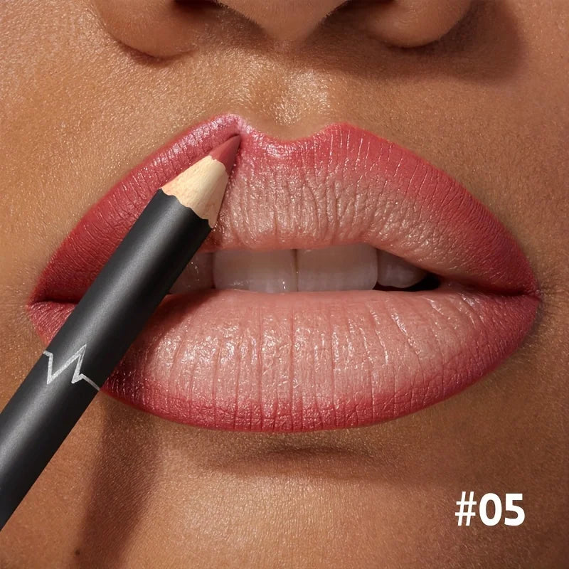 Blushimmer waterproof matte lipliner pencil in red, featuring long-lasting, moisturizing lip makeup with non-stick cup design.