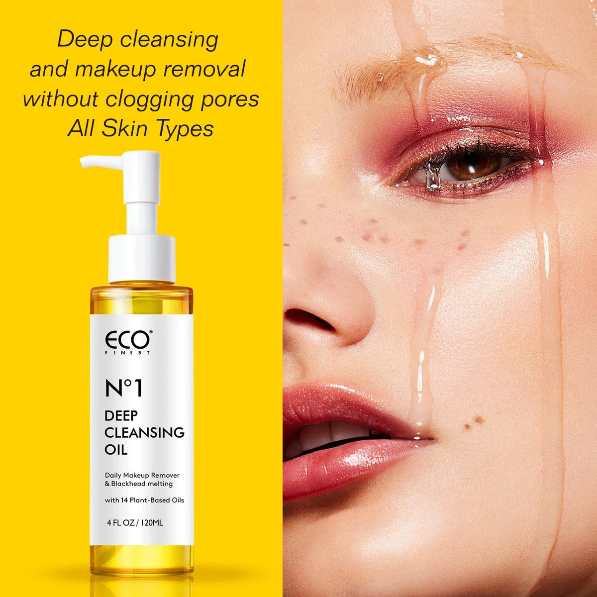 Blushimmer 120ml jojoba oil makeup remover bottle for deep cleansing, suitable for all skin types, shown in the image.
