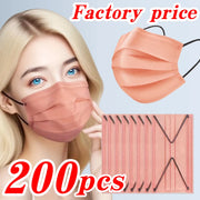200Pcs Thickened Sakura Pink 4-Layer Disposable Face Masks - 200/100/50/10 Pieces with Elastic Band and Adjustable Nose Clip, Suitable for Parties, Travel, Outdoor Activities, Casual Wearers, Fashion Enthusiasts, Ideal