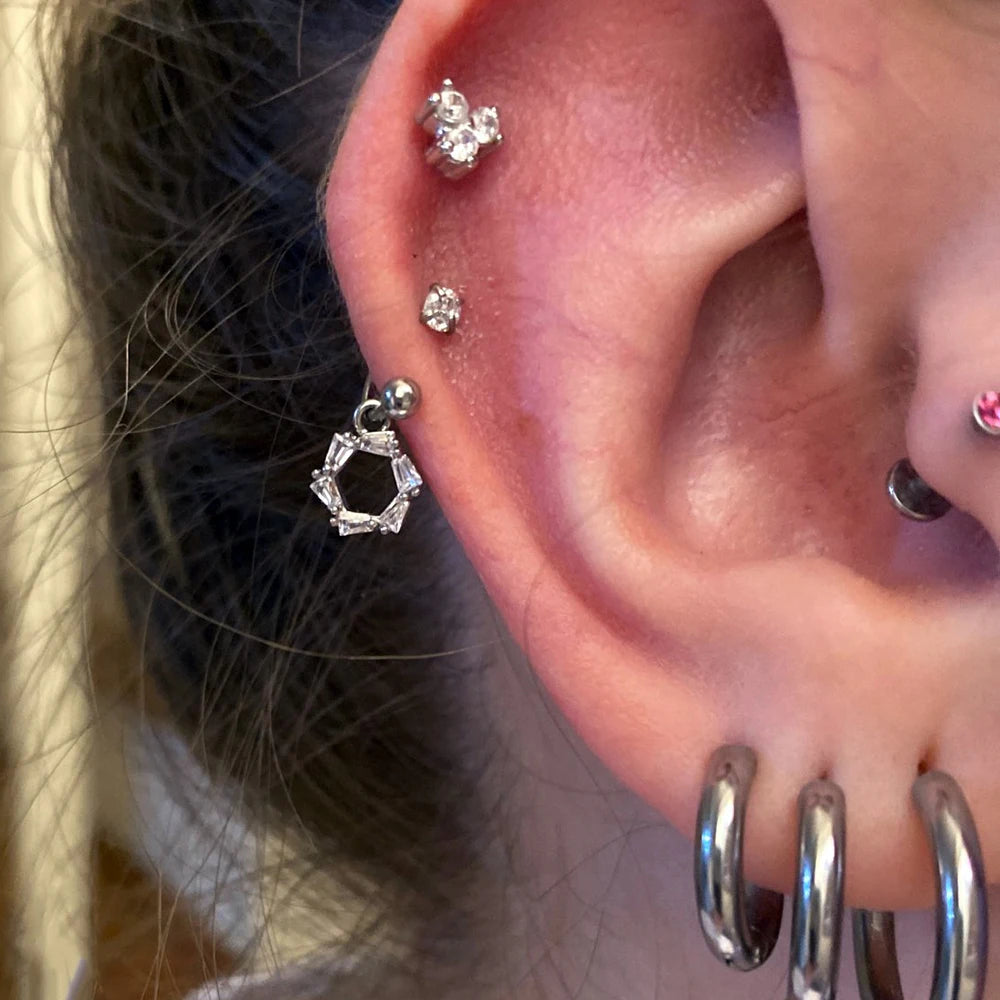 1 Pair Stainless Steel Mini CZ Drop Earring Women Moon Flower Tragus Cartilage Helix Hoop Conch Rook Daith Lobe Piercing Jewelry