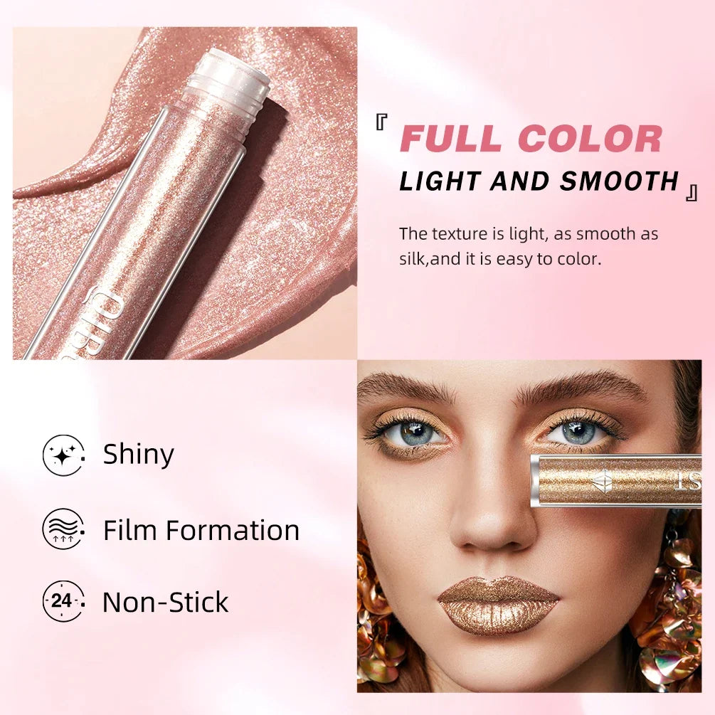 Blushimmer QIBEST Diamond Liquid Lipstick with 6 colors, moisturizing, long-lasting, waterproof lip gloss with gray sparkling finish.