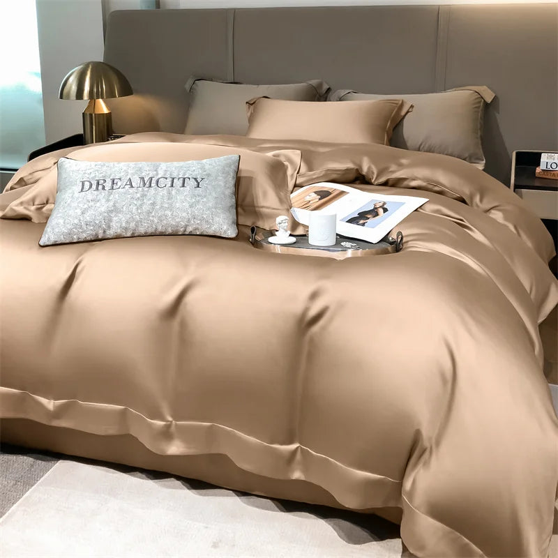 Silky 100% Bamboo Bedding Set Organic Pure Bamboo Duvet Cover Set with Quilt Cover Bed Sheet Pillowcase Luxury Cooling Bed Linen