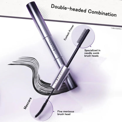 Judydoll waterproof dual-ended mascara with fiber brush for volumizing, curling, and lengthening lashes, smudge-proof 2-in-1 formula.