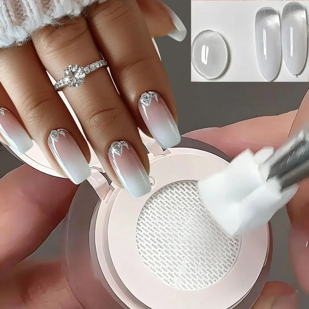 Black cushion gradient gel polish by Blushimmer, 5ml, showcasing ombre and blooming blush effects on gel nails under UV/LED light.