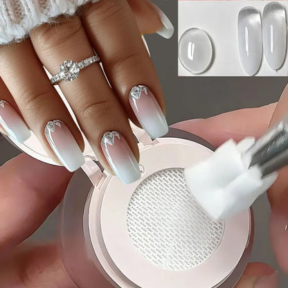 Black cushion gradient gel polish by Blushimmer, 5ml, showcasing ombre and blooming blush effects on gel nails under UV/LED light.