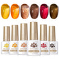 Six BORN PRETTY Crystal Amber Gel Nail Polishes in pink and nude shades, perfect for semi-permanent UV and LED manicures.