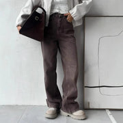 2025 New Retro Loose Casual Pants Women's Four Seasons Versatile High Waist Brown Straight Leg Jeans