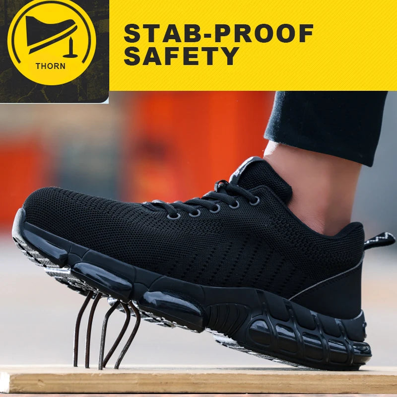 Steel Toe Shoes for Men Lightweight Work Shoes Air Cushioned Sneakers Indestructible Construction Industrial Work Safety Sneaker