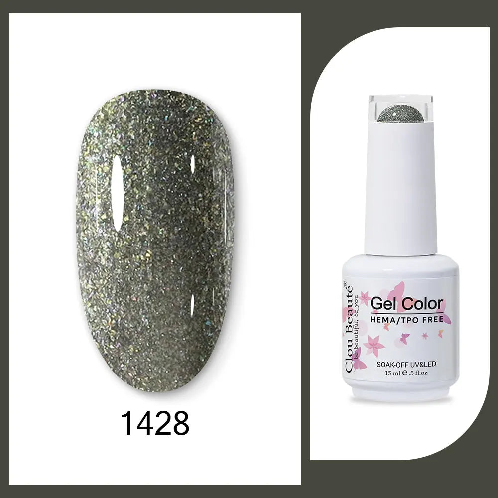 Blushimmer Clou Beaute 15ml red, black, white, green neon gel nail polish with velvet top coat and 400 color options.