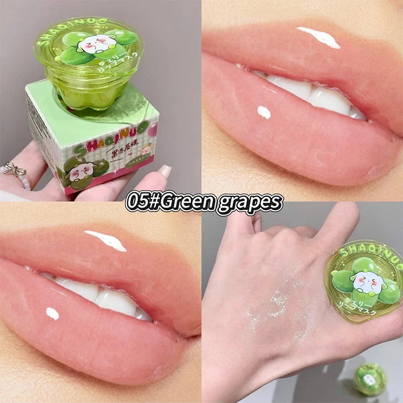 Blushimmer Shaqinuo Jelly Lip Mask in a red jar, moisturizing and hydrating lip balm with fruit extract for dry, cracked lips.