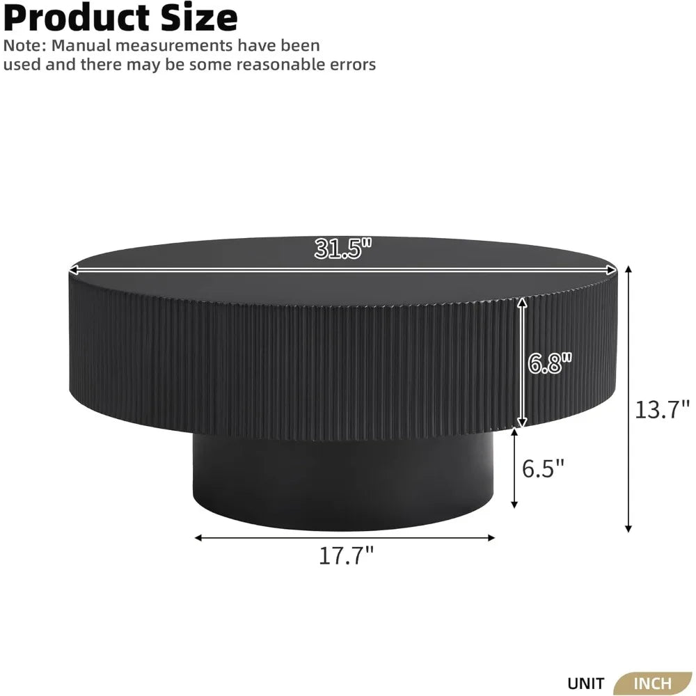 31 Inch Modern Round Coffee Table with Sturdy Base, Wood Center Tables for Living Room Reception Room, Easy Assemble