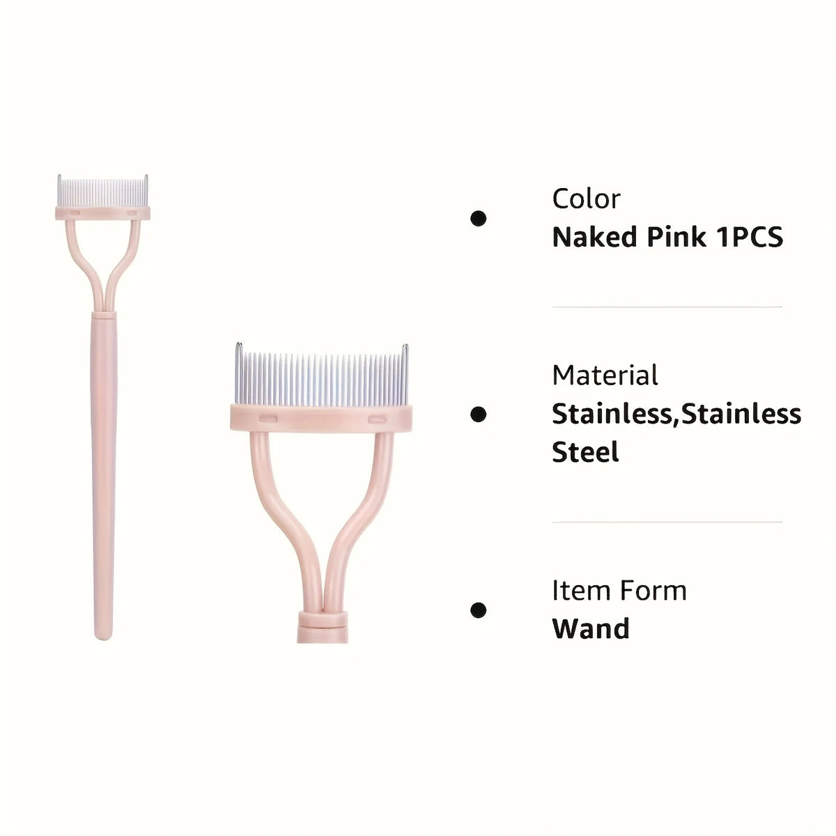 Blushimmer curved eyelash brush tool for separating and styling eyelashes, featuring a precision comb for grooming.