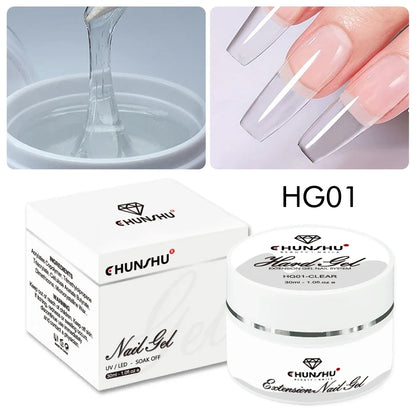 Blushimmer 30ml milky white hard gel for nail extensions, self-leveling builder and reinforcement gel for camouflage manicures.