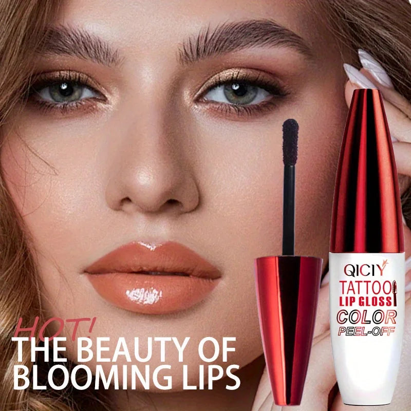 Blushimmer peel-off matte lip gloss in natural mist shade, waterproof, long-lasting lipstick with tinted, tear contour stain finish.