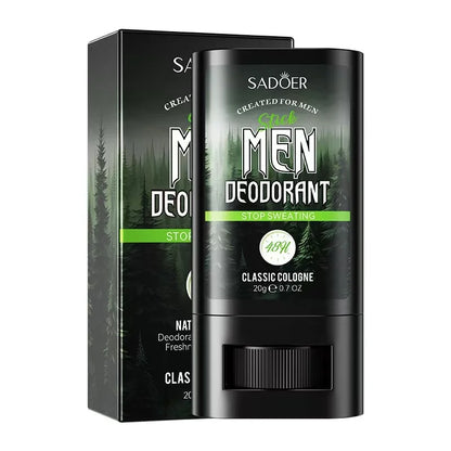 Blushimmer men's sandalwood deodorant stick for anti-sweating, odor removal, and long-lasting underarm freshness.