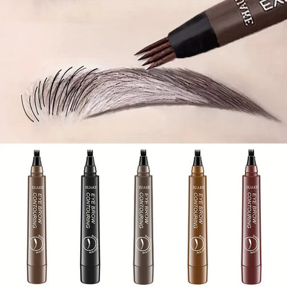 Blushimmer waterproof eyebrow pen with microblading split head, natural-looking brow makeup in five shades.