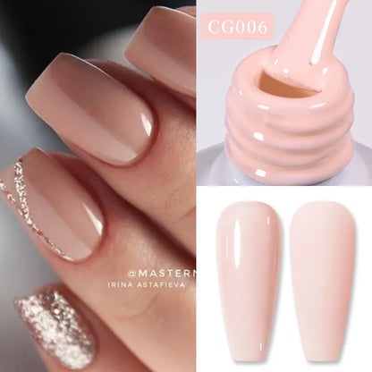 Blushimmer Born Pretty Jelly Nude Gel Nail Polish in light pink peach, translucent UV cure gel for DIY nail art at home