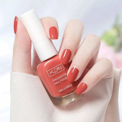 Blushimmer 10ml water-based nail polish in a sleek bottle, featuring vibrant semi-permanent colors for DIY manicure.