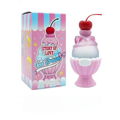 Cute ice cream-shaped perfume bottle by Blushimmer with fruity floral vanilla scent, 50ml long-lasting eau de toilette, unique gift