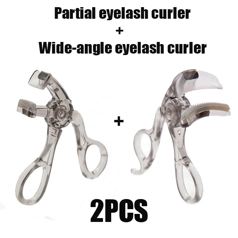 Blushimmer dual-type eyelash curler with comb, wide and partial clip options, waterproof, long-lasting, natural curl, unisex design