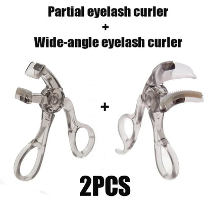 Blushimmer dual-type eyelash curler with comb, wide and partial clip options, waterproof, long-lasting, natural curl, unisex design