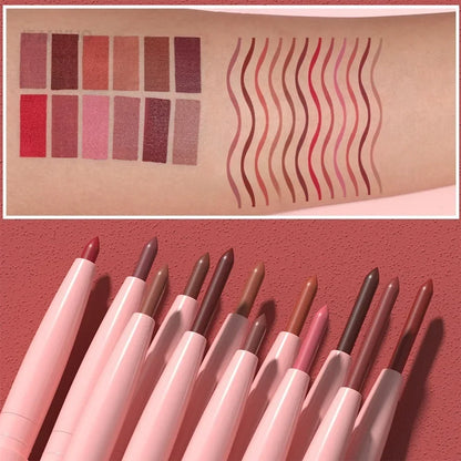 Blushimmer tapered lip liner pencil in natural nude brown with matte, creamy finish, waterproof and long-lasting for defined lips.