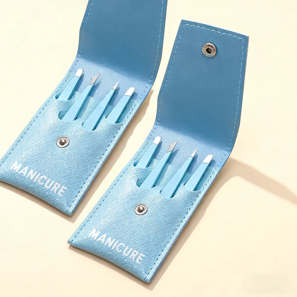 Blushimmer stainless steel colorful eyebrow tweezer with slanted tip for precise hair removal and makeup application.