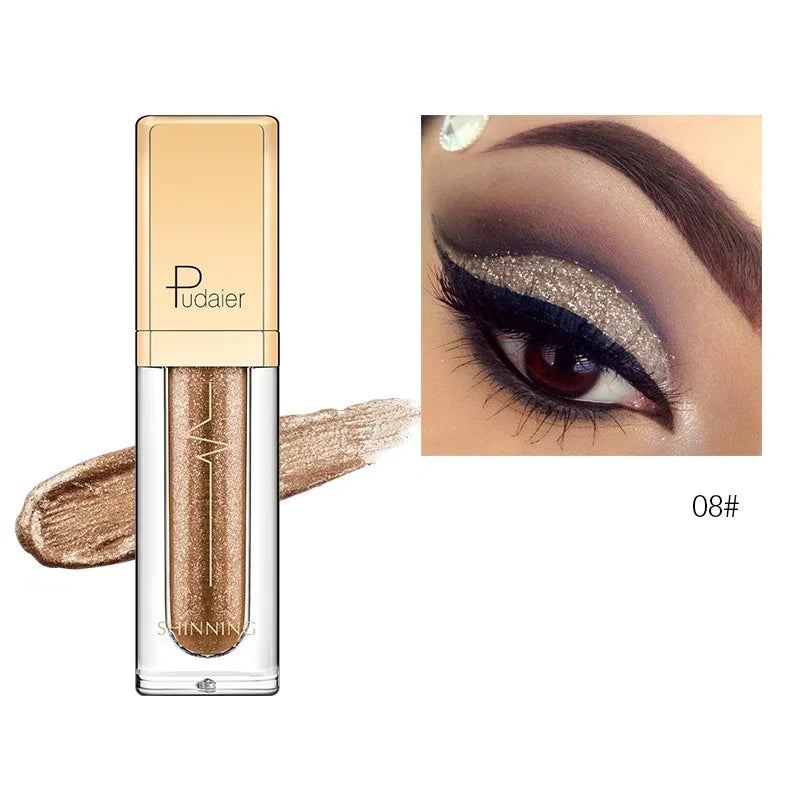New Make Up Liquid Eyeshadow Waterproof Glitter Pigments Purple Gold Metalic Women Beauty Gel Eye Shadow Cream 18 Colors Makeup