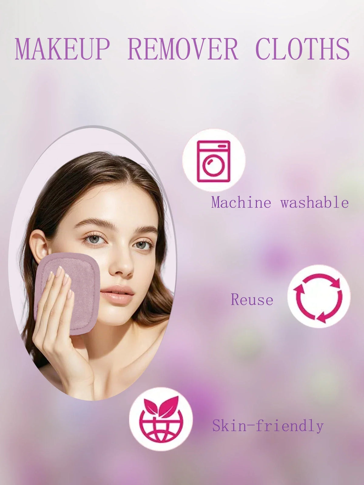 Blushimmer 810 Makeup Remover Wipes Gradient set of 7, washable and reusable makeup remover tools for all skin types.