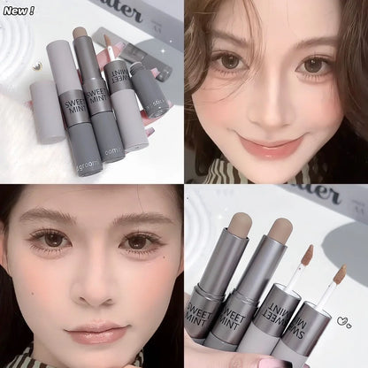 Blushimmer dual-end liquid bronzer and concealer stick for face brightening, contouring, and nose shadow correction.