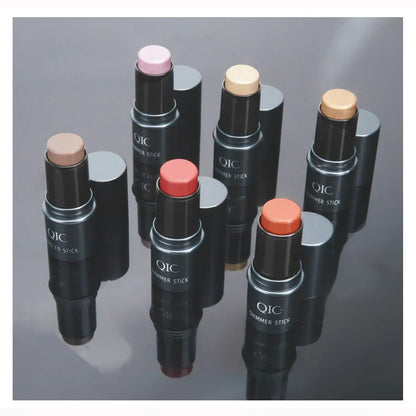 Blushimmer face contouring bronzer stick with highlighter, blush, and concealer for makeup enhancement, shown in sleek pen form.