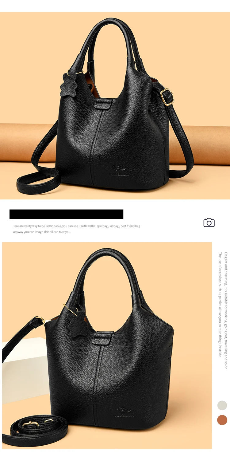 Soft Leather Handbags for Women Vintage Shoulder Bag Luxury Designer Ladies Large Capacity Bags Sac A Main