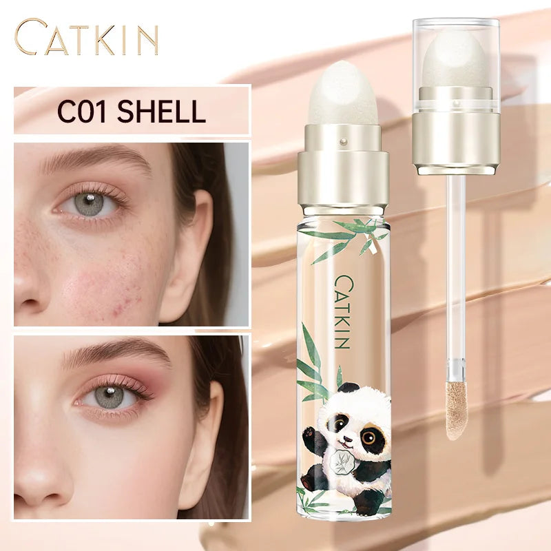 Blushimmer CATKIN Panda double-headed concealer with liquid and cream formulas for oil control, dark circles, and spot coverage.