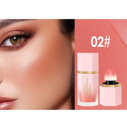 Blushimmer TVLV velvet liquid blush with matte sponge head, natural contour and brightening face tint makeup, lasting and easy to apply