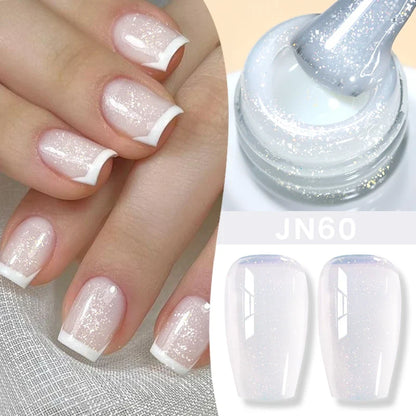 Blushimmer Born Pretty Jelly Nude Gel Nail Polish in light pink peach, translucent UV cure gel for DIY nail art at home
