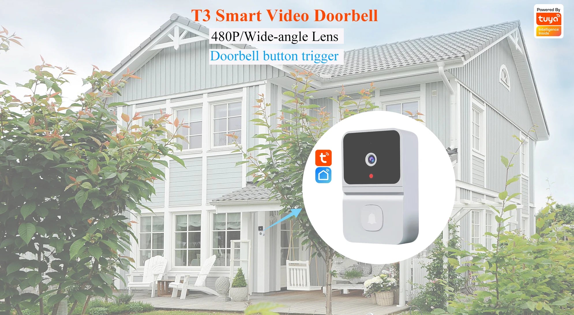 Tuya APP Wireless WIFI Doorbell Free Cloud Storage  Visual Doorviewer  Long Time Standby Video Door Phone