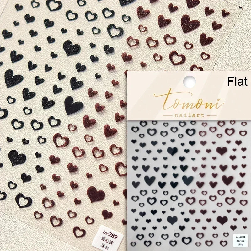 Colorful Cat's Eye 5D Gradient European love heart gem nail art stickers from Blushimmer, featuring geometric wing shapes for manicure decor.