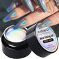 MingLee Blushimmer silver metallic gel nail polish with chrome 3D mirror effect and glossy shine, 5ml bottle.
