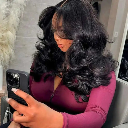 Selvanelle 250% density body wave human hair wig with HD lace frontal, pre-cut, pre-plucked, curly, 13x4 and 13x6 lace front
