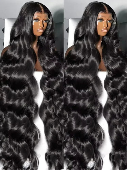 Brazilian 40-42 inch human hair body wave lace wig with 13x4/13x6 HD lace, glueless, pre-plucked baby hair, soft bouncy Brazilian virgin hair